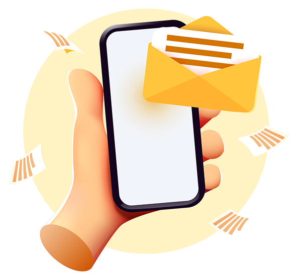 Eine Hand hält ein Handy mit Nachrichten